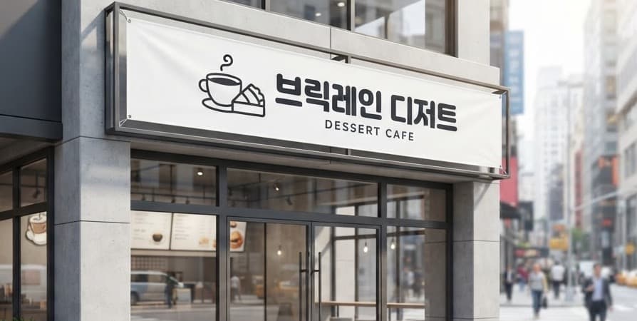 브릭레인 디저트 · 화이트 플렉스 간판 시안